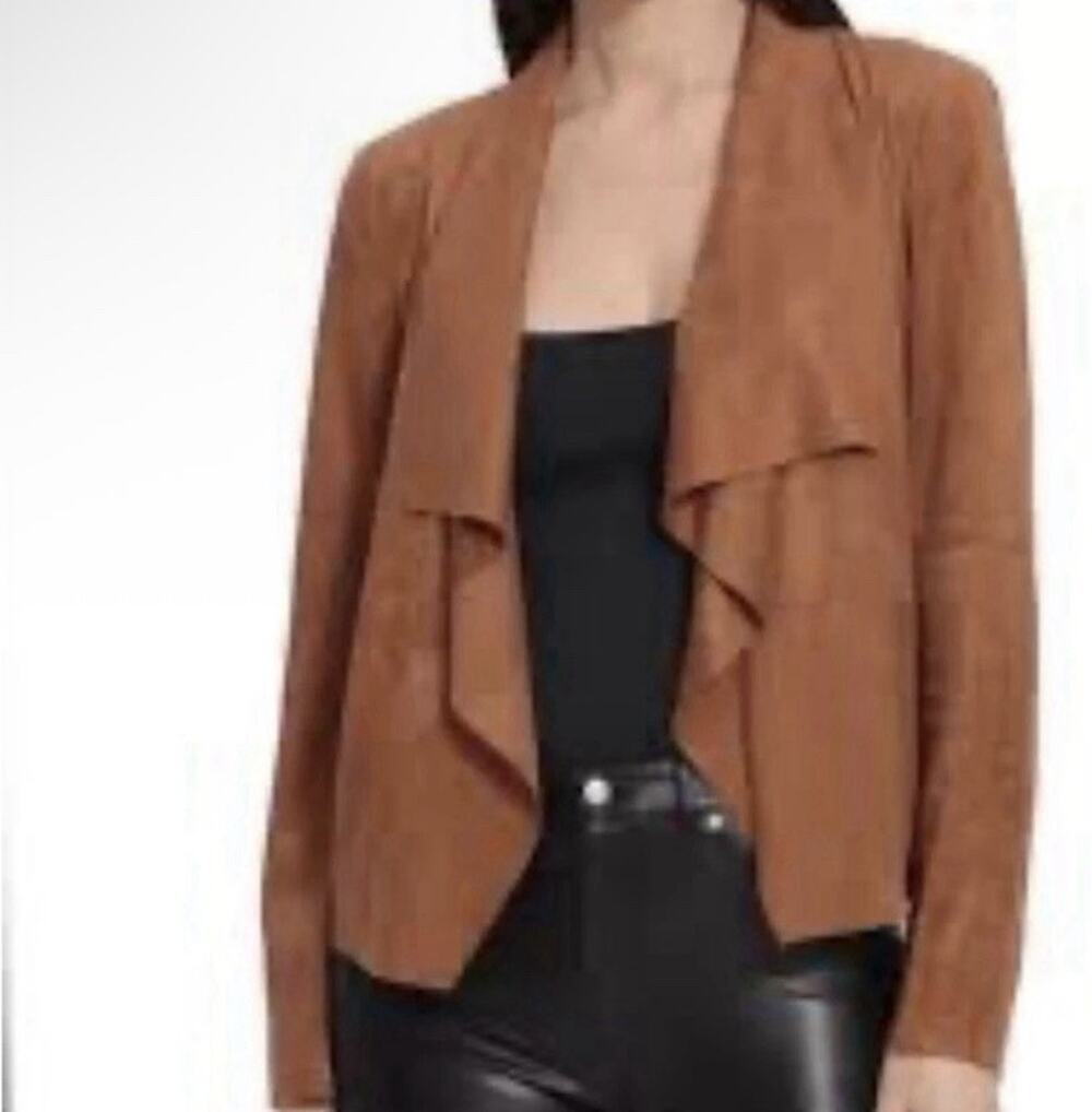 NWT Bagatelle Collection Drape Front Faux Suede Jacket Sienna Size Small